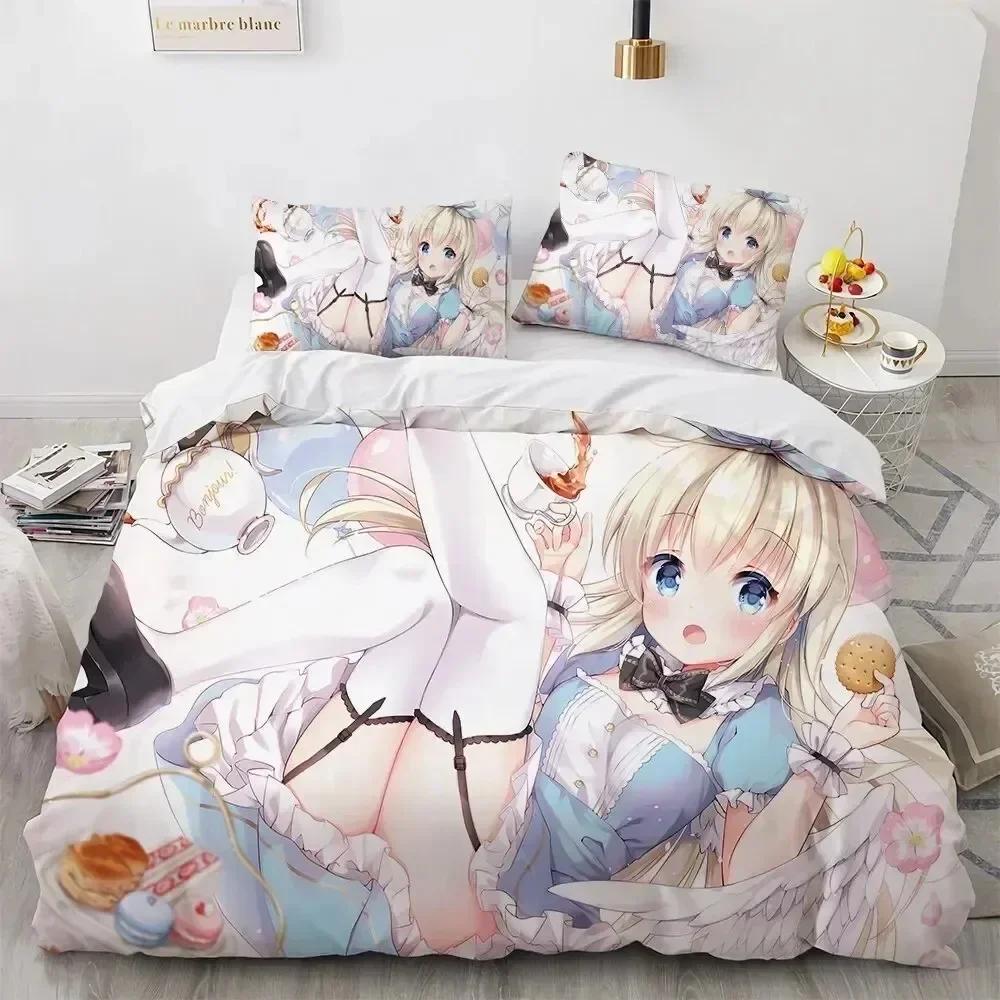 2025 Luxury New 3D Print Kawaii Anime Sexy Girl Bedding Set Boys Girls Twin Queen Duvet Cover Adult Fashion Home Textileextile