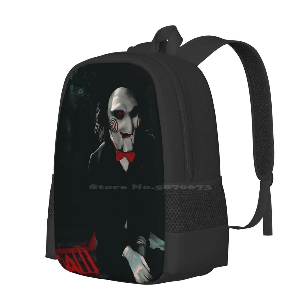 Saw Movie Poster Backpacks For School Teenagers Girls Travel Bags Saw Movie Jigsaw Spiral Film Saw Art Saw 2004 Saw 3 Scary Saw
