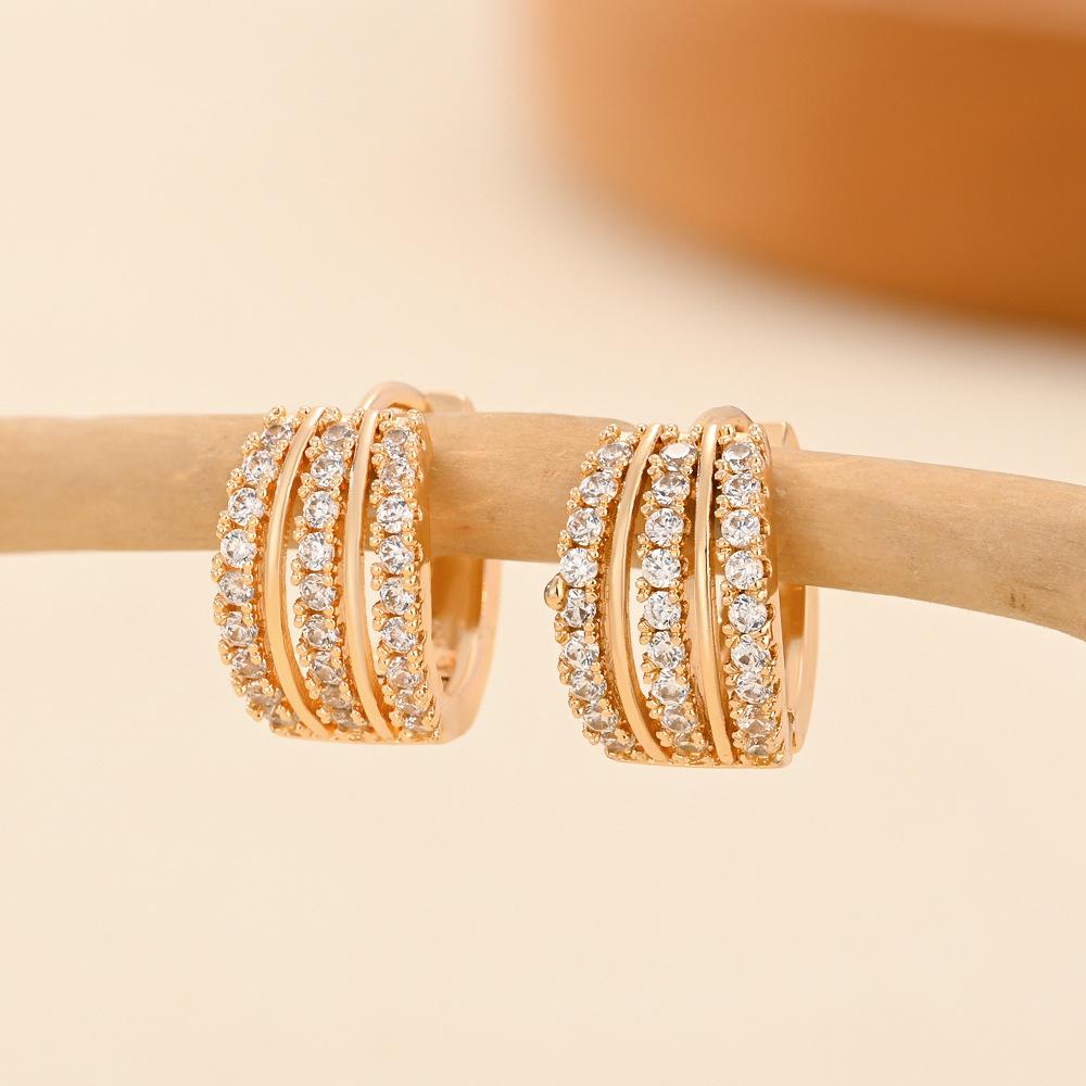 Gold Multi-Style Zircon Hoop Earrings for Women