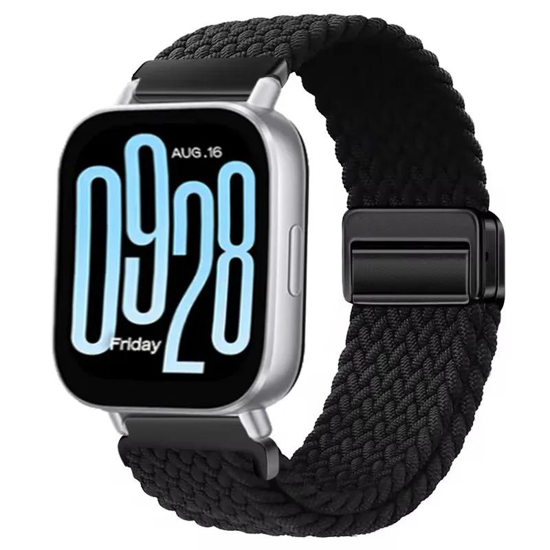 

Плетеный нейлоновый ремешок для Redmi Watch 5 Active Магнитная застежка дышащий браслет для Redmi Watch5 Lite Спортивный ремешок-петля for 20mm band чёрный