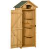 Capanno da Giardino Verticale Utilità 3 Ripiani Capanno Legno Esterno Unità di Stoccaggio Attrezzi da Giardino Armadietto di Stoccaggio, 77 x 54,2 x 179 cm - Marrone