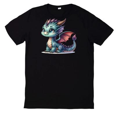 T-Shirt Cute Baby Dragon Motif Cotton