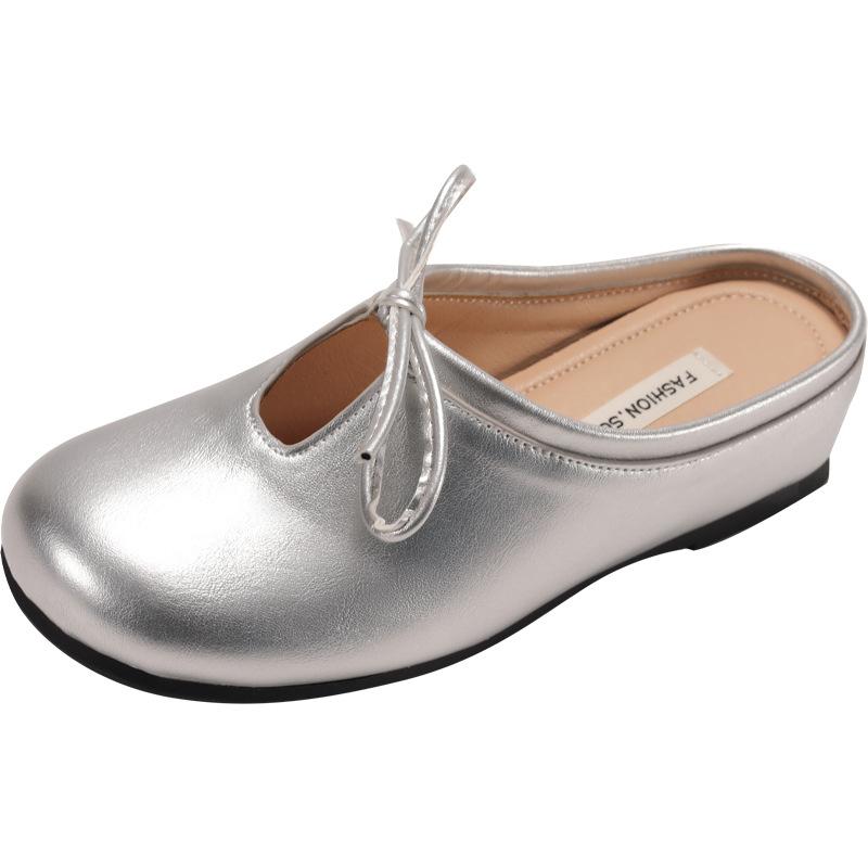 Popular silver French bag head inner height-increasing slippers women's summer outer wear 2025 new models with skirts versatile cool slippers