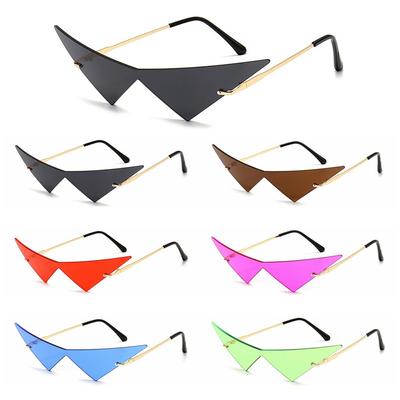 Clear Vintage Ocean Lens Rimless One Piece Women Triangle Sunglasses Sunglasses Sun Glasses Eyewear