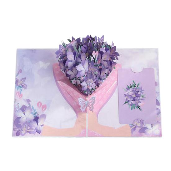 Foldable 3D Greeting Card with Envelope Handmade Decorative Birthday Gift Card Fly-out Holiday Blessings Card