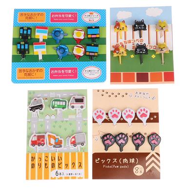 6/8/10Pcs Animal Vehicle Fruit Fork Mini Cartoon Children Snack Cake Dessert Pick Toothpick Bento Lunches Party Decoration