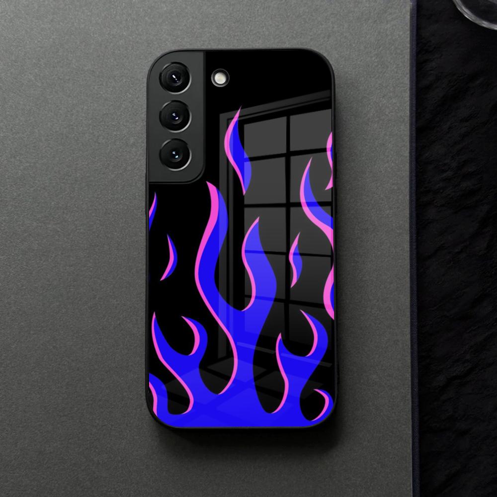 Fashion Flame Pattern Phone Case Glass For Samsung Galaxy S21 S26 S25 S22 S20 S24 S23 Ultra Fe Plus A16 A34 A54 A24 Coque