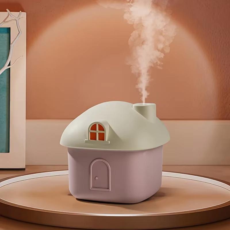 

Portable Humidifier in The Shape of A House Equipped with Colorful Ambient Lights Wireless Humidification and Nano Fine Mist рожевий