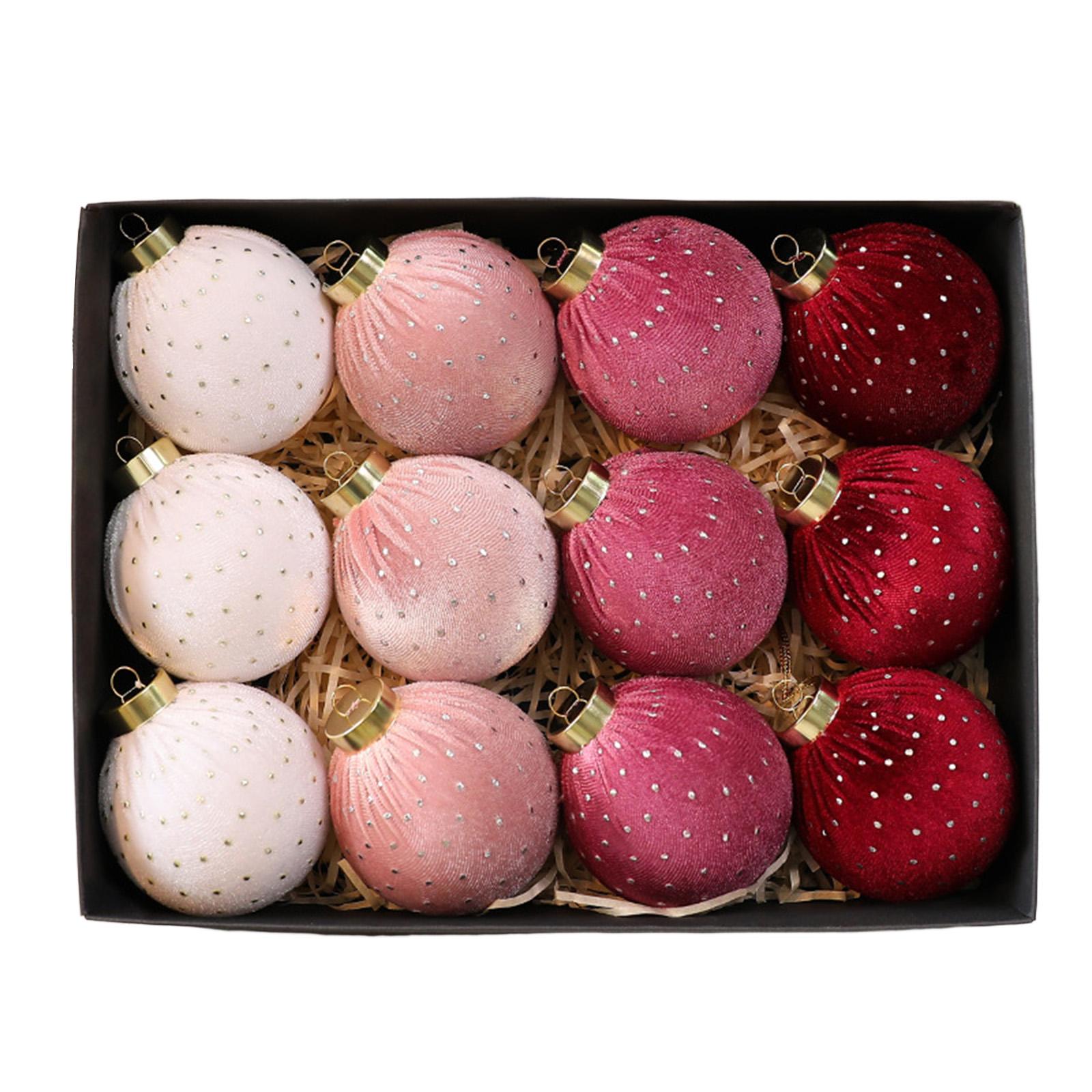 

12 PC Christmas Balls 8cm Star Velvet Balls Christmas Decorations One Size
