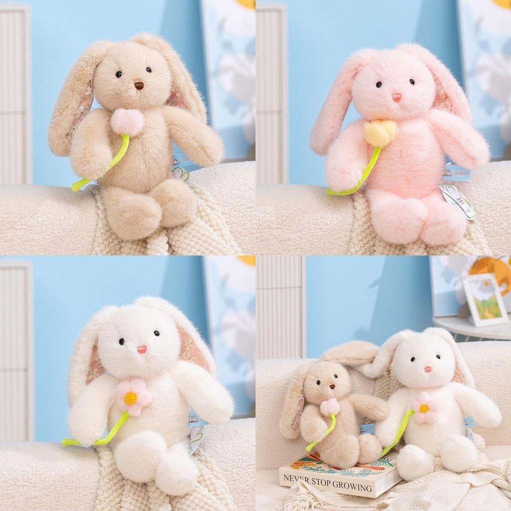 Doll Plush Rabbit Ornament With Flower Pattern For Romantic Gifts And Decor Room