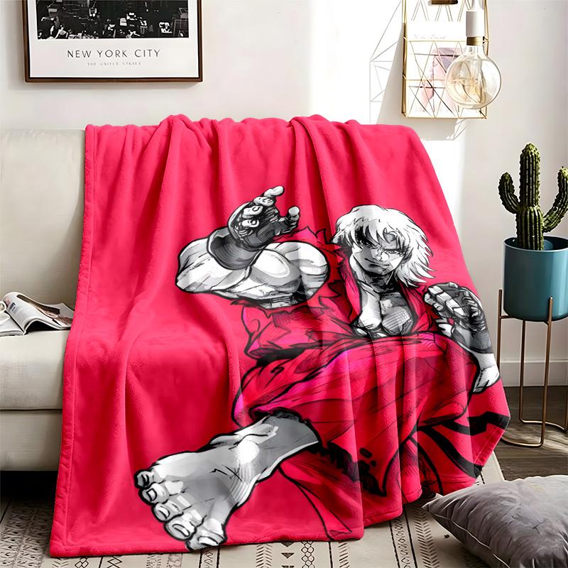 Street Fighter Theme Blanket Suitable For The Sofa Camping And Travel Made Of Soft Flannel Material An Ideal Gift For Occasions Such As Birthday