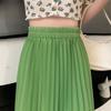 Luxury Long Pleated Skirts for Women Spring New Elegant Office Ladies Chic Elastic Band Fashion A Line Midi Skirt