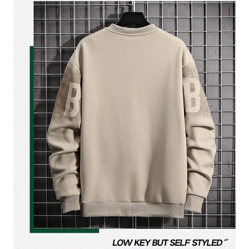 Spring Autumn Round Neck Letter Printing Sweatshirt Male Long Sleeve Casual Fashion Bottomed Pullover Top Men