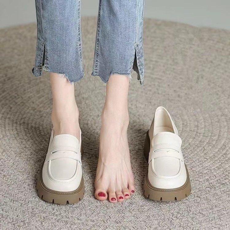 Retro British style small leather shoes women's 2025 new autumn platform muffin Japanese college versatile soft leather loafers
