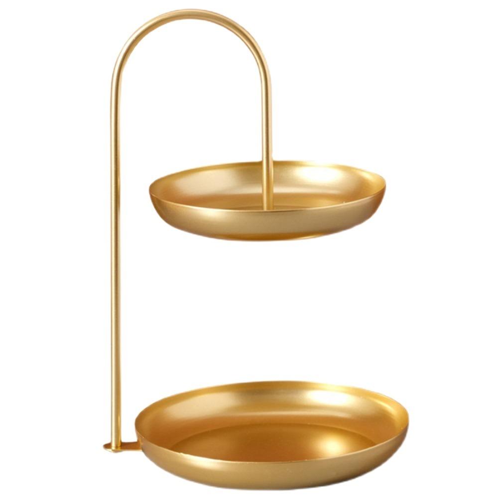 Sturdy Iron Serving Tray Dual Tier Layer Structure Smooth Display Tray Stable Support Multiple Color Food Tray