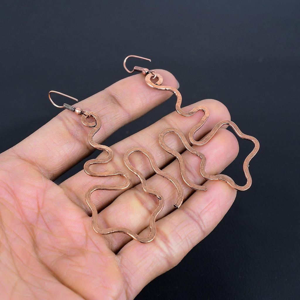 Cercei de cupru de designer, Cercei bijuterii cu pietre prețioase lucrați manual, Cadouri pentru soție Cercei nou-nouți