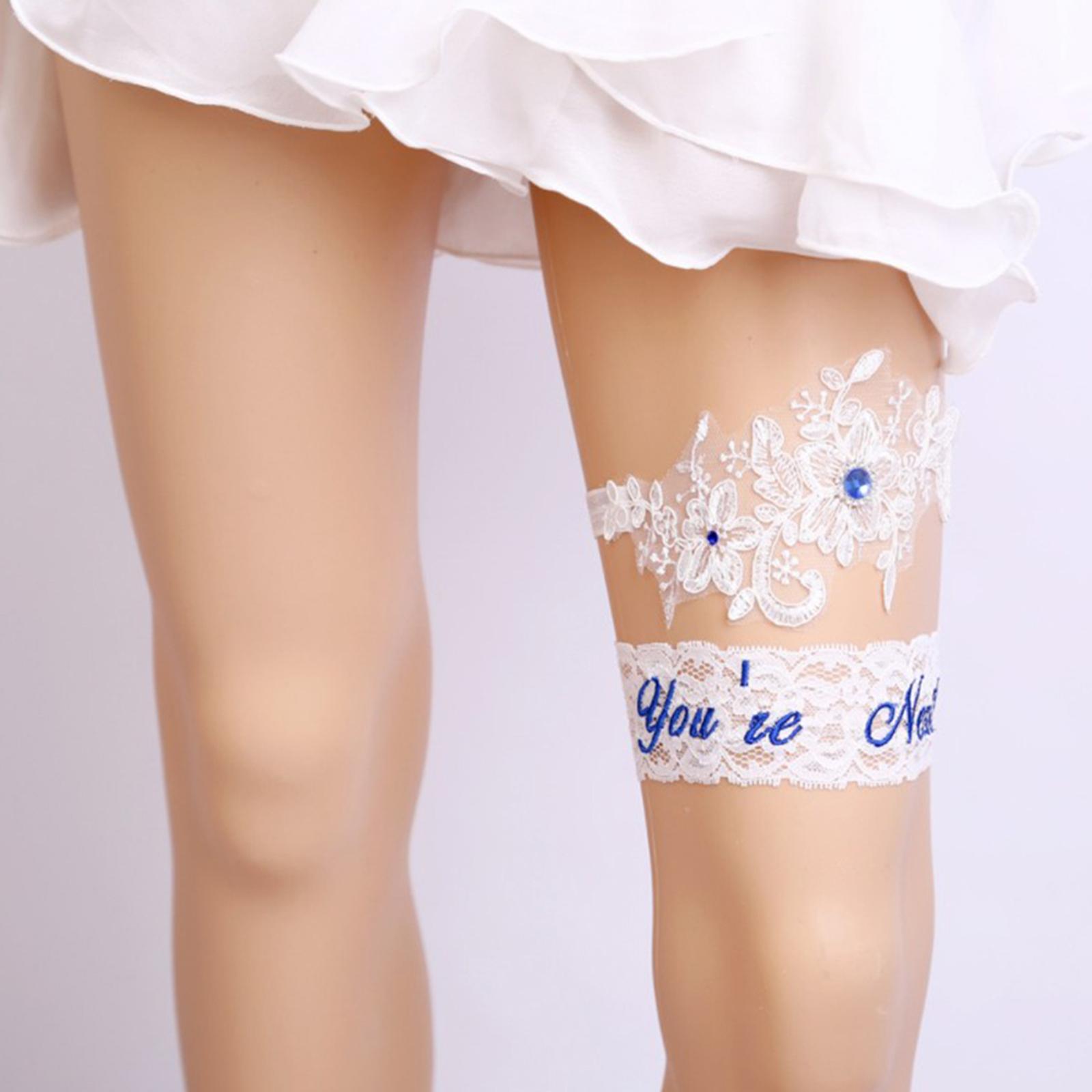 

2 шт. Забавный свадебный кружевной пояс с подвязками на ногу для невесты с надписью «Ты следующий» — синий, 40 см