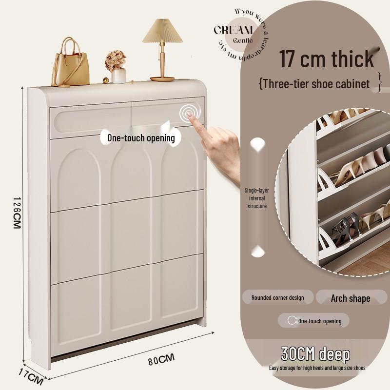 Ultra-Thin Flip-Top Shoe Cabinet & Coat Rack for Entryway Hallway Storage