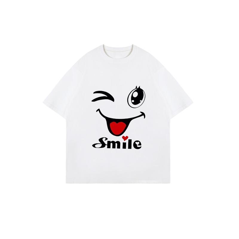Oversized T Shirt Black Winking Face With Heart Tongue And Smile Text Casual Wear For Women Summer Outfit Streetwear Fashion Top