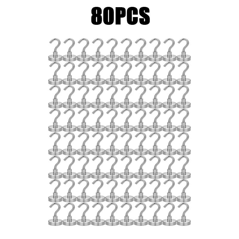 1-80PCS Strong Magnetic Hooks Multi-Purpose Storage Hooks Home Kitchen Bar Storage Hooks Key Storage Hooks Bathroom Hangers