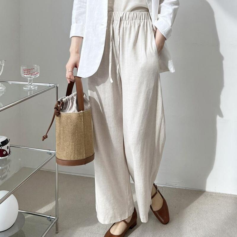 Shop   Women S Linen elaStic waiSt Wide Leg pantS Wdm Wpt Kyi80147