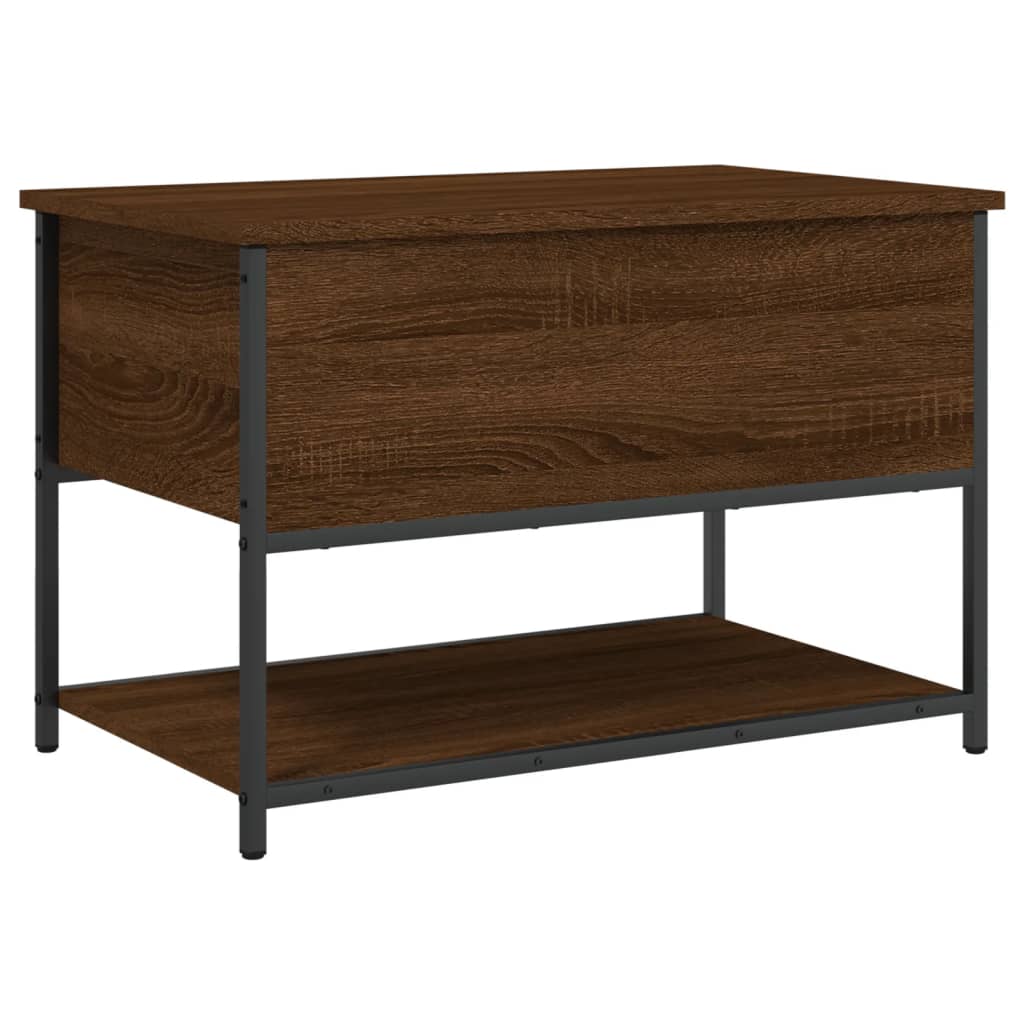 Storage Bench In Brown Oak Finish 70 X 42.5 X 47 Cm Engineered Wood