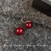 burgundy steamed bread glass pearl stud earrings women's retro Hong Kong style temperament advanced sense earrings ear holes Tremella jewelry