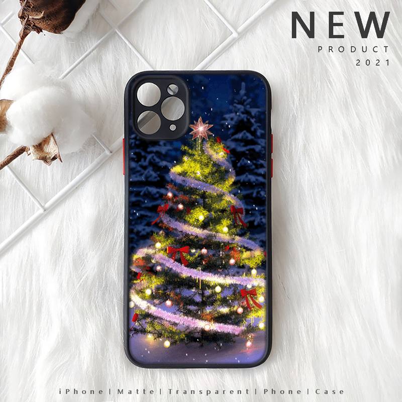 Merry Christmas New Year Tree Phone Case Matte Transparent  For Iphone 7 8 11 12 Plus Mini X Xs Xr Pro Max Cover