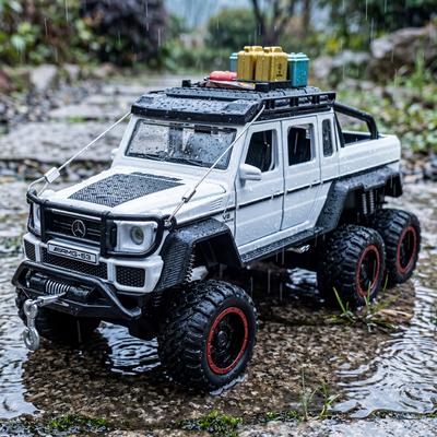 1:28 Mercedes Benz G63 AMG 6×6 Off Road Pickup Truck Boy’s High Simulation Miniature Holiday Present & Home Trendy Ornament Toy AT1