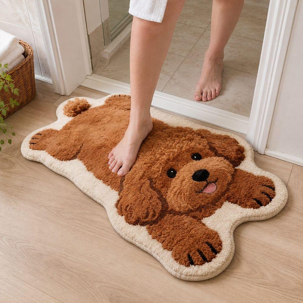 Special-shaped Puppy Print Rug Decorative Carpet Animal Floor Mat Entryway Mat Bedside Floor Decor