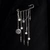 Hypoallergenic Punk Chain Tassel Safety Pin Brooches With Pearl Star Heart Charms For Blazer Suit Jacket Party Daily Wear