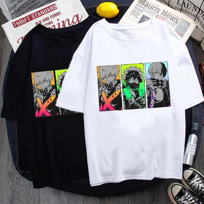 Neues Deku Bakugou Katsuki Todoroki Shoto Print T-Shirt Rundhals Locker Kurzarm Oberteil Anime Grafik Unisex Cooles Shirt