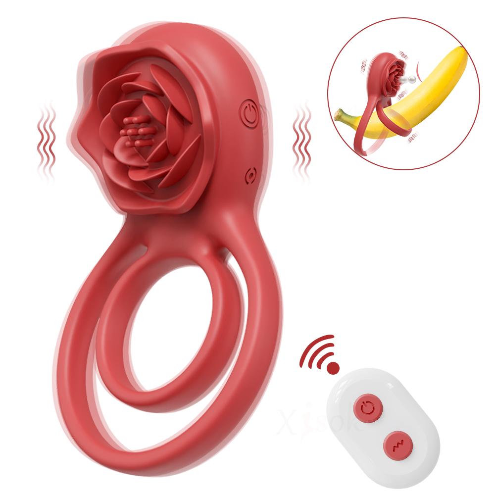 Rose Speelgoed Penisring Cockring Vibrator voor Mannen Sperma Lock Ring Afstandsbediening Vertraging Ejaculatie Speeltjes voor Mannelijke Cock ringen