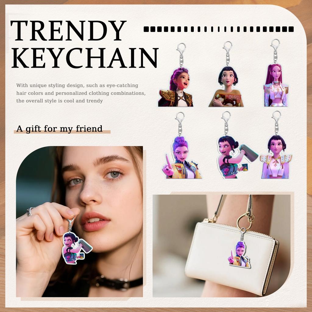 Cartoon Anime Movie Transparent Acrylic Pendant Girl Group Schoolbag Accessories Exquisite Gift Ornaments