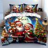 Christmas Santa Claus Family Scene Bedding Duvet Cover Set Duvet Cover Pillowcases  (1*Duvet Cover 2*Pillowcases, Without Duvet Insert)