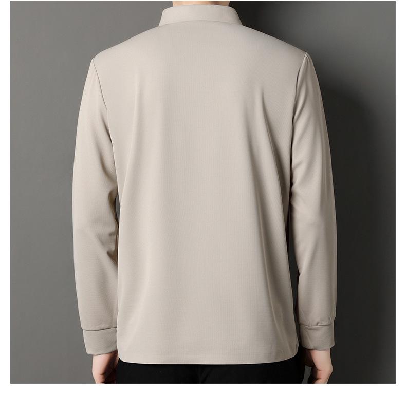 Men's Long-Sleeve Solid Color Polo Shirt - Spring/Autumn Dad Casual Wear