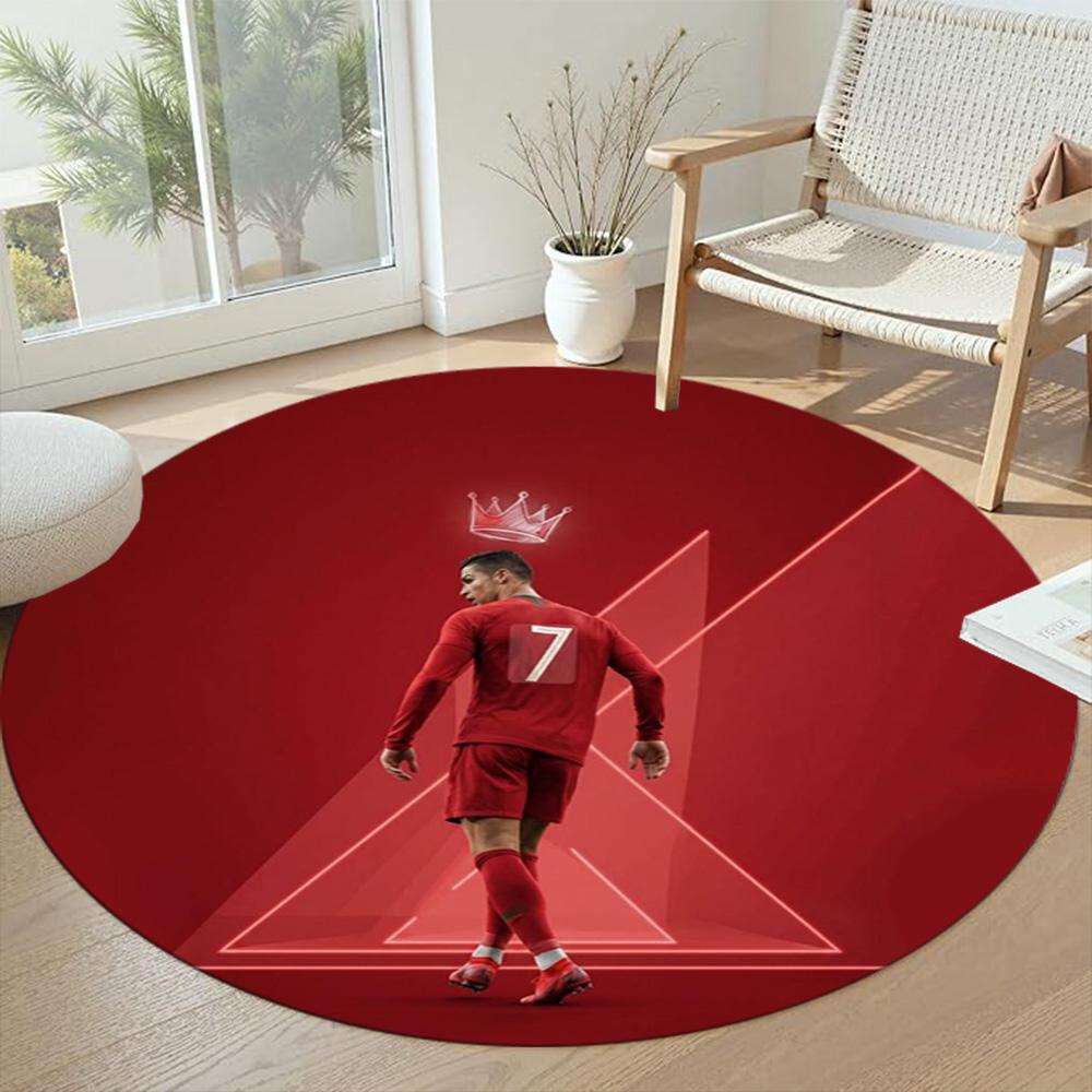 Cristiano Ronaldo Runder Teppich Perfekt für Spielzimmer Esszimmer Dekorieren Sie Zimmer Balkon Rutschfester Runder Teppich Dekorieren Sie Büros Hochzeitsfeier Geschenk