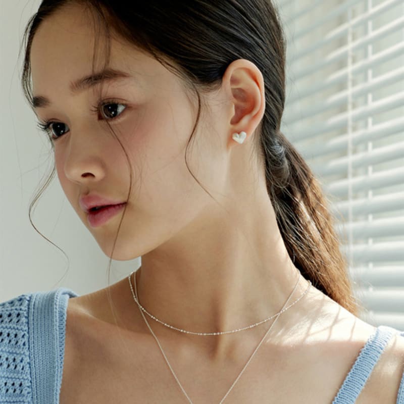 Murmur [925silver]Matt Volume Heart Stud Earring