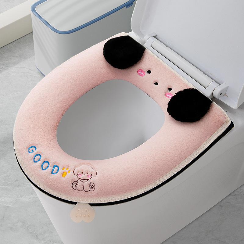 Toilet mat hook-and-loop zipper seat cushionWinter toilet cover embroidered toilet toilet cover mat 37*43