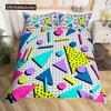 Retro Memphis Style Duvet Cover Set Galaxy Fashion Style Geometric Shapes Bedding Set Full,Hipster Old Fashioned Comforter Cover