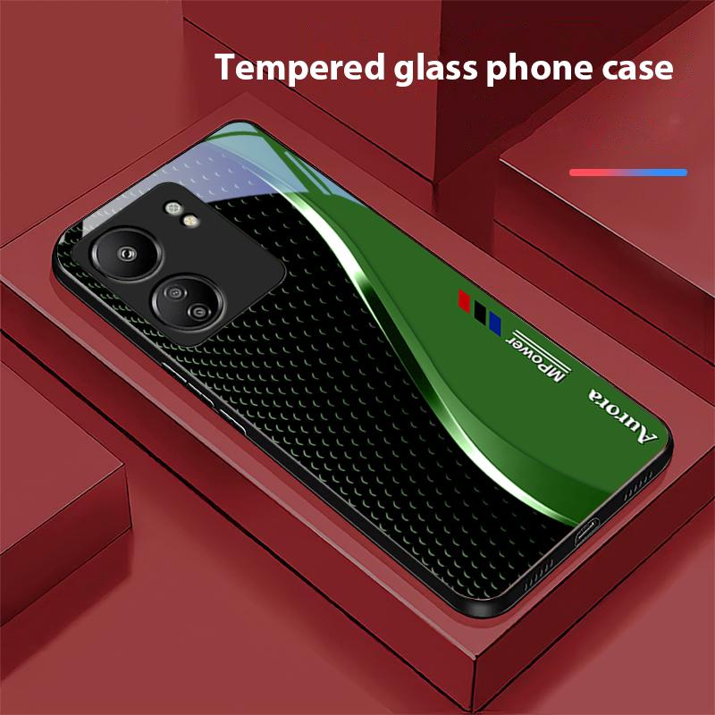 Creative Curve Double For Xiaomi Redmi 13C Note13 12 Pro Plus 5G Note 9 13T Pro POCO X6 F5 F6 Black Tempered Glass Phone Case