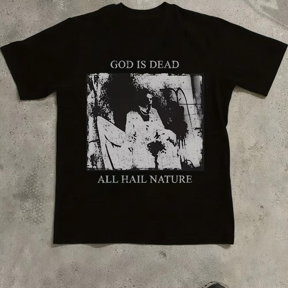 God Is Dead Graphic Tshirts Nihilistic And Misanthropic Horror Theme Park Tshirts Regular Fit Short Sleeve Tshirts