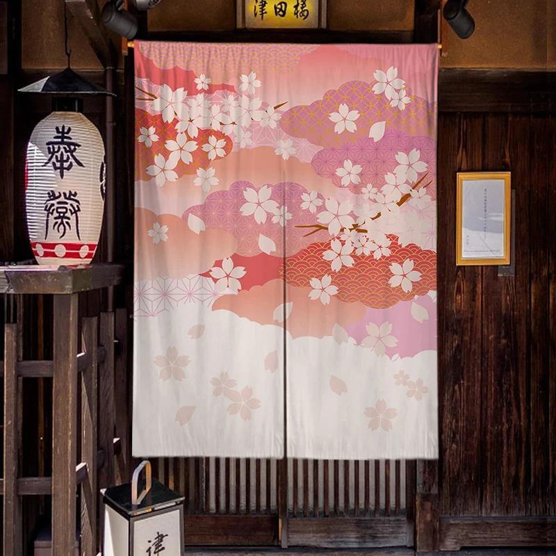 Japanese Homestay Tea Room Partition Door Head Curtain Signboard Hanging Flag Curtain Teahouse Sakura Short Curtains Decor
