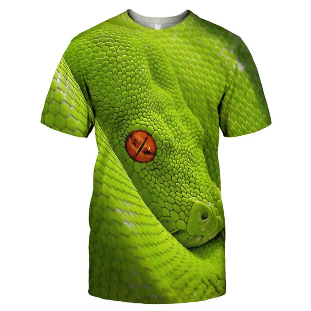 Summer Women's T-shirt Snake 3D Pattern Print Outdoor Female Casual Round Neck Short Sleeve T Shirts Oversize Clothing