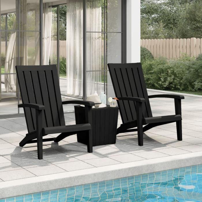 VidaXL Chaises de jardin Adirondack lot de 2 noir polypropylène 364167