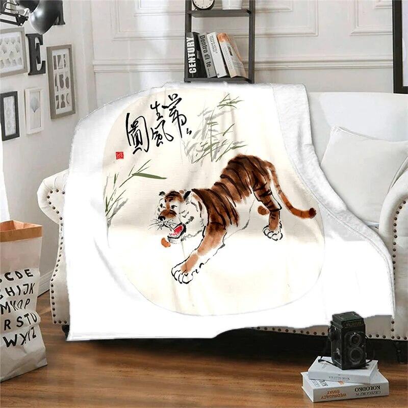 Twelve Chinese Zodiac Signs Pattern Printing Manta Sofa Bed Cover Soft  Blanket Plaid Soft Warm Flannel Throw Blankets Fans Gif