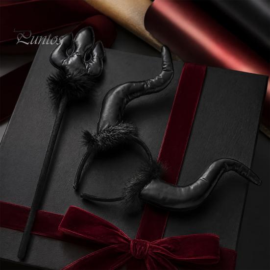 Lightweight Halloween Costume Headband Devil Horn Headband, Black Demon Hand Gothic Hair Accessories for Parties Stick Photo Shoot, Cosplay,