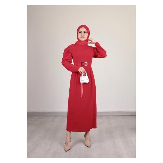 Plisowana spódnica ołówkowa z odkrytymi ramionami i hidżabem