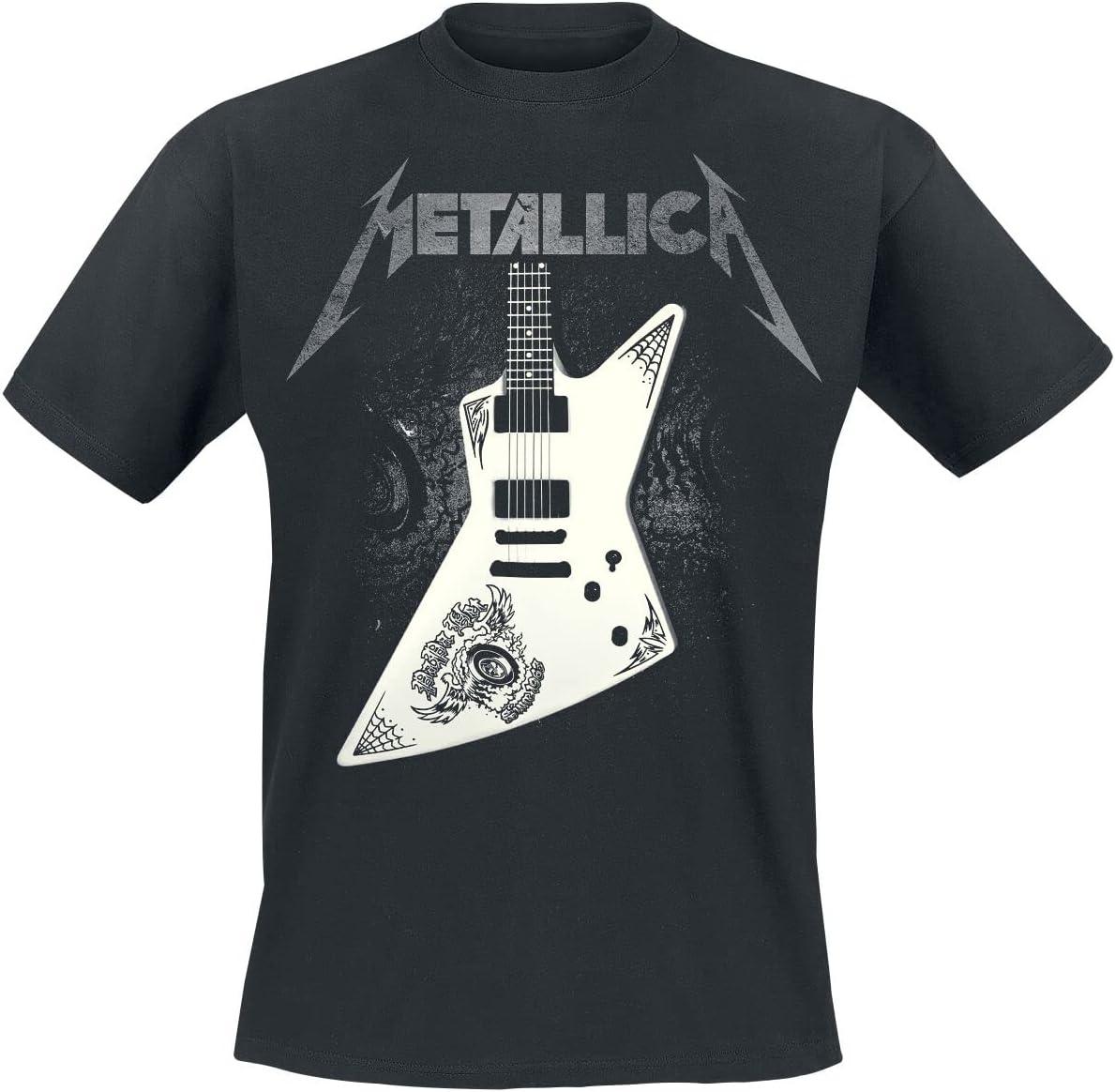 Metallica T Shirt Papa Het Guitar Band Logo Official Mens Black S чёрный