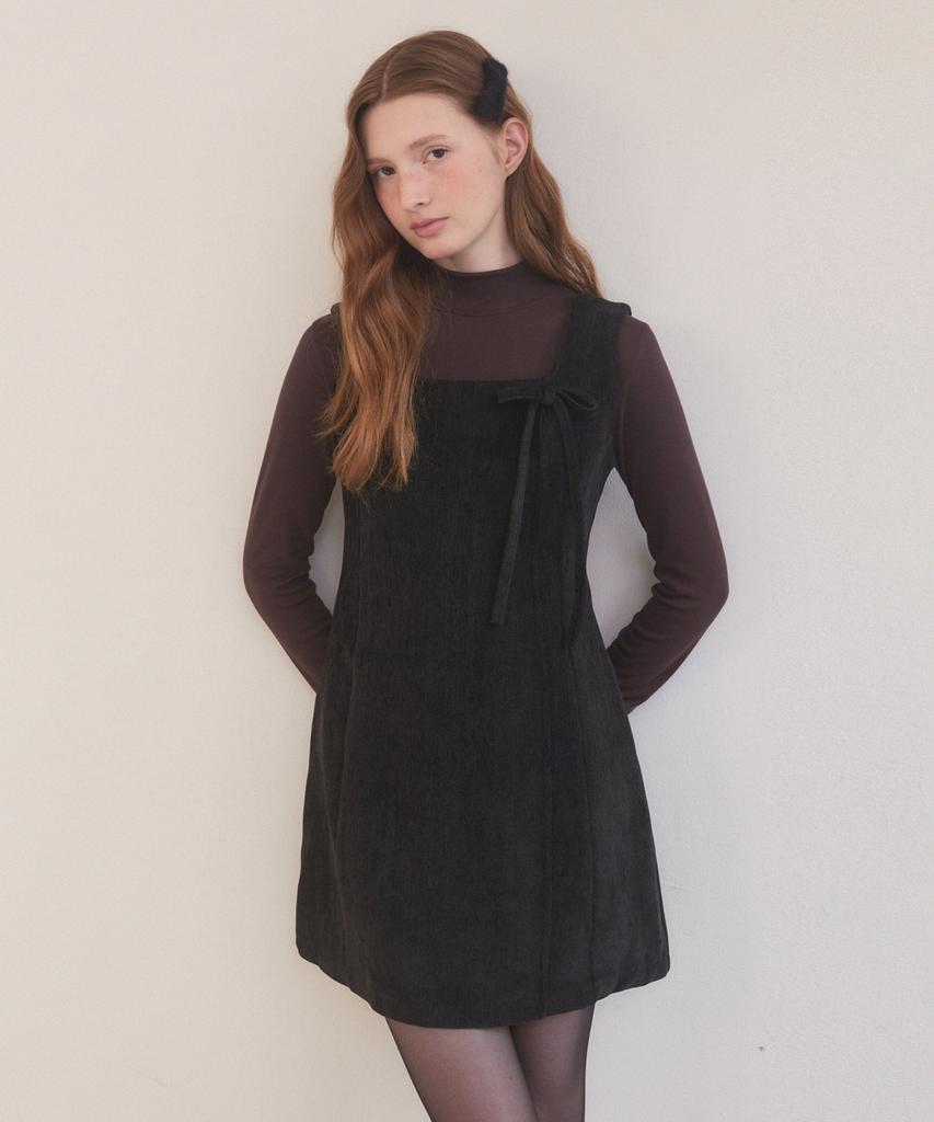 Adowl Velvet Belted Mini Dress - Black